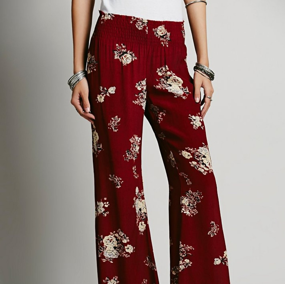 Free People Hippie Wine Floral Pant
